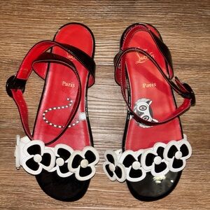 Christian Louboutin Kids Sandals with Black and Red Floral Design